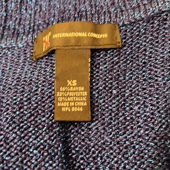 INC International Concepts Blue Metallic Diagonal Zip Cardigan Sweater Sz XS - Picture 5 of 6